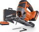 Powerplus dual power powdp25310 decoupeerzaag - 20v - incl. 1x 20v 2.0ah accu, lader, accessoires, stofzuigaansluiting, parallelgeleider en opberkoffer