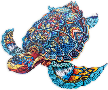 Engelhart houten puzzel schildpad – 128 unieke puzzelstukjes – a4 formaat houten legpuzzel – dieren puzzelspel – ontspannend denkspel – inclusief opbergetui –