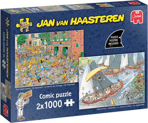 Jumbo jan van haasteren - hollandse tradities: de kaasmarkt skûtsjesilen - 2x 1000 stukjes puzzel
