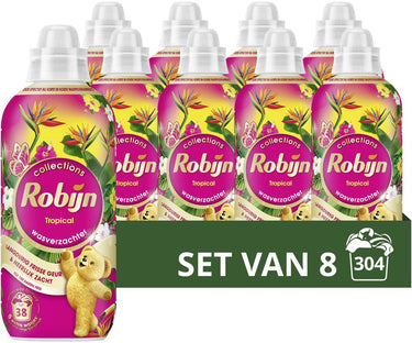 Robijn - wasverzachter - tropical - 8 flessen - 304 wasbeurten - voordeelverpakking