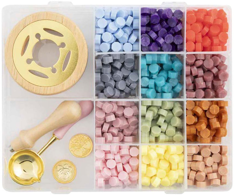 Load image into Gallery viewer, Creative craft group lakzegel set - incl. 12 kleuren, 2 stempels lepel

