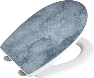Wenko wc bril cement - thermoplast met structuurprint - easy-close softclose sluiting - fix-clip bevestiging afklikbaar in rvs - belastbaar tot 350 kg - toiletbril decor met structuur - toiletzitting met print