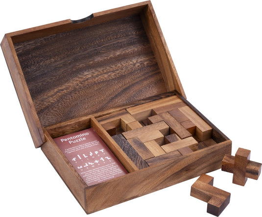 Longfield double pentamino – houten denkspel – logisch puzzelspel – educatief strategiespel – 2 spelers – engelhart
