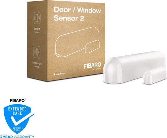 Fibaro deur- raam sensor 2 - magneetcontact sensor - wit - werkt met home centers, homey en andere z-wave controllers