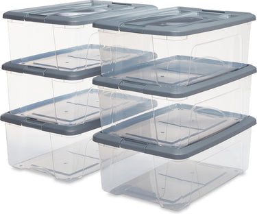 Iris new topbox opbergbox - 30l - kunststof - transparant zilvergrijs - set van 6