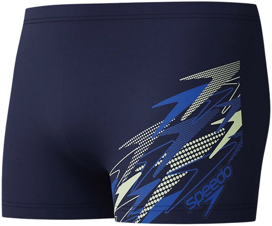 Speedo medley logo aquashort heren - strakke zwemshort heren - vormvaste zwemboxer heren - sportzwembroek heren met trekkoord - marine blauw - xxxl