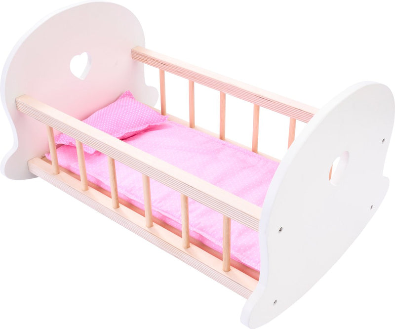 Load image into Gallery viewer, Angel toys poppenbedje schommelwieg, roze wit
