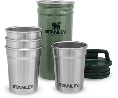 Stanley adventure nesting shot glass set 0.59ml - bpa vrije shotglazen - roestvrijstalen borrelglazen - makkelijk opstapelen en opbergen - vaatwasserbestendig - hammertone green