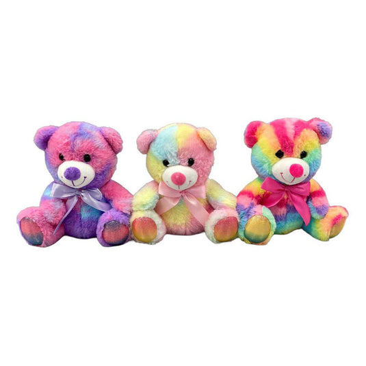 Duckiez knuffelbeer regenboogkleuren - 21cm