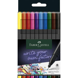 Faber-castell fineliner - grip - 0,4mm - etui 10 stuks assorti - fc-151610