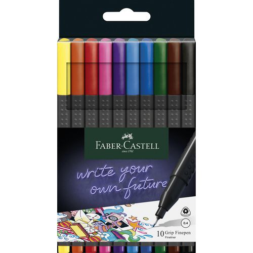 Faber-castell fineliner - grip - 0,4mm - etui 10 stuks assorti - fc-151610