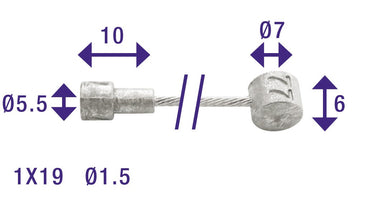 Cordo kabel binnenkabel rem 300cm ø1,5mm rvs + 2 nippels