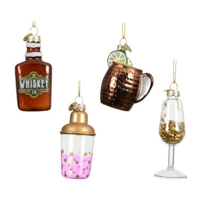 Decoris kersthanger drankfles glas ø8,5cm 4 assorti