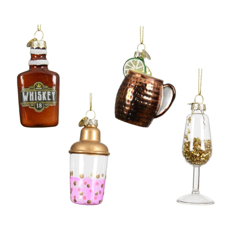 Afbeelding laden in galerijviewer, Decoris kersthanger drankfles glas ã˜8,5cm 4 assorti
