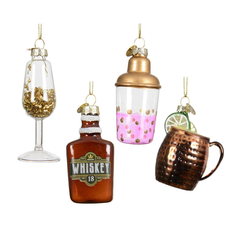 Afbeelding laden in galerijviewer, Decoris kersthanger drankfles glas ã˜8,5cm 4 assorti
