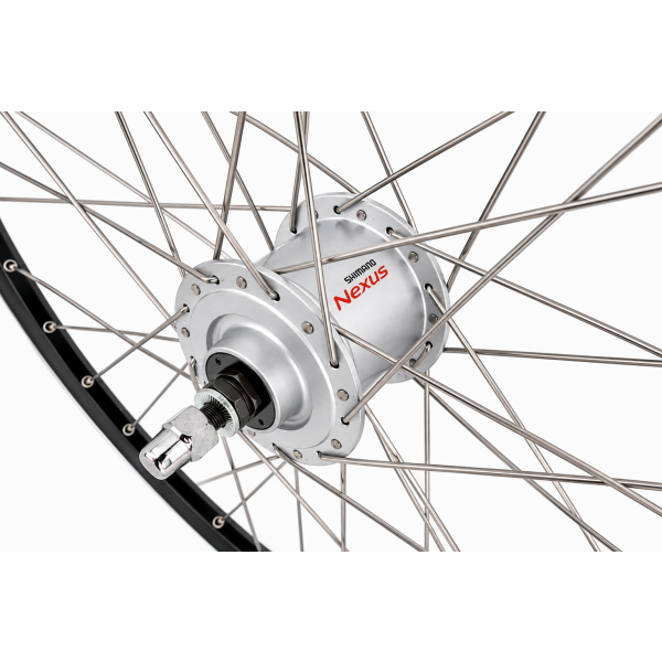 Load image into Gallery viewer, Shimano voorwiel 28 x 1 4'' aluminium zac 2000 velg - dh-c3000-3n naafdynamo - velgrem - zwart zilver
