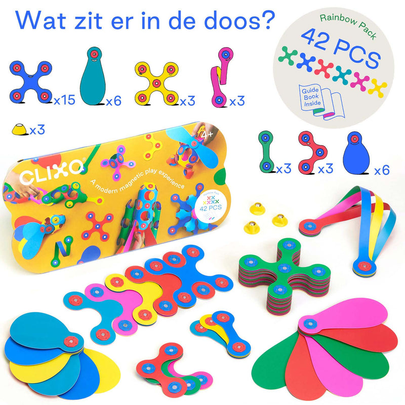 Load image into Gallery viewer, Clixo Magnetisch Bouwspeelgoed Rainbow Pack, 42dlg.
