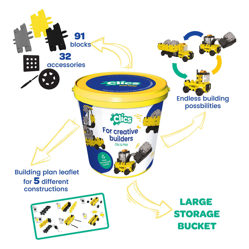 Load image into Gallery viewer, Clics bouwblokken werkvoertuigen in emmer - 123dlg.
