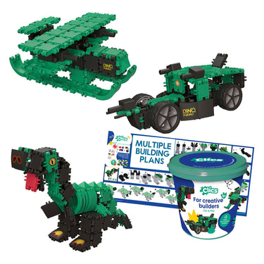 Clics dino world 6-in-1 bouwblokken– duurzaam speelgoed gemaakt van gerecycleerde kunststof- bouwset 6 in 1 - speelgoed 4,5,6,7,8 jaar jongens en meisjes- educatief speelgoed- montessori speelgoed- constructie speelgoed