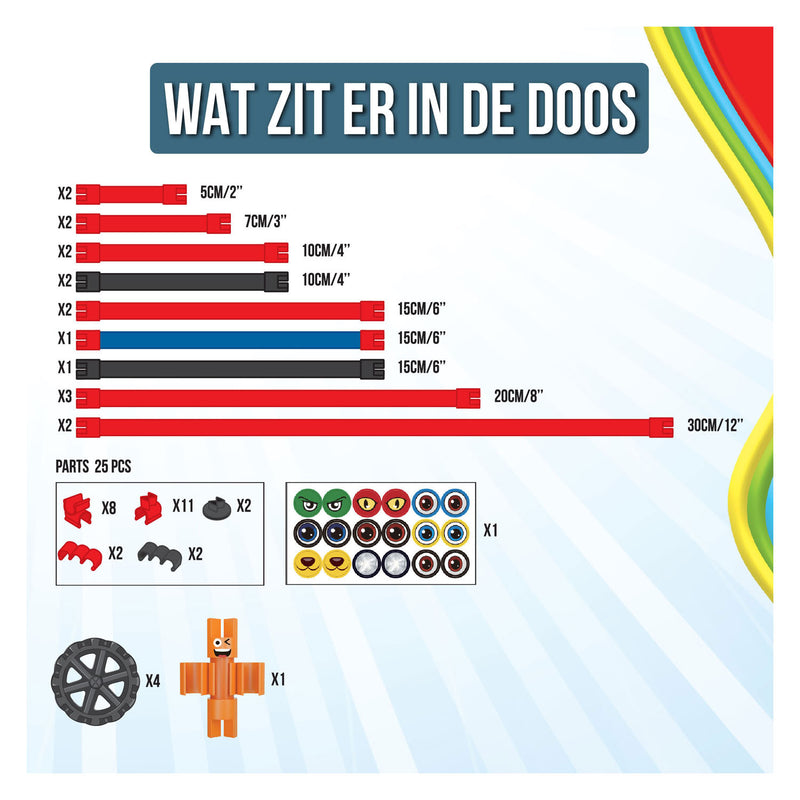 Load image into Gallery viewer, Clics spaghetteez wiggly roadsters flexibele bouwstaafjes, 46dlg.
