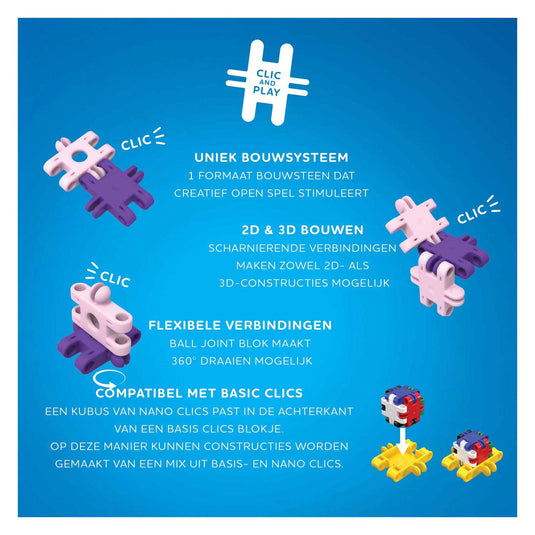 Clics nano – k3 builders 190 piece set – 5 in 1 bouwblokken – speelgoed gemaakt van 100% recycled plastic – speelgoed 8, 9, 10, 11, 12 jaar – constructie speelgoed