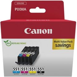 Inktcartridge canon 6509b015 551 cyaan, geel, magenta, zwart