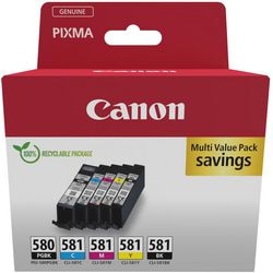 Inktcartridge canon 2078c008 580, 581 cyaan, geel, magenta, zwart