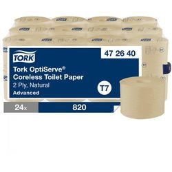 Toiletpapier tork coreless t7 gerold beige 2-laags