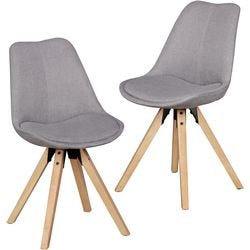 Eetkamerstoel wohnling hout, kunststof, stof scandinavische stijl grijs wl5029