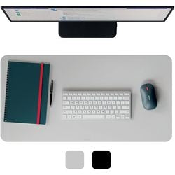 Leitz grote leren bureau onderlegger 70x36 cm - gerecycled leer - anti-slip - voor toetsenbord muis - grijs