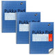 Collegeblok pukka metallic geruit blauw 150 pagina's 3 stuks