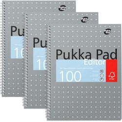 Collegeblok pukka metallic gelinieerd grijs 100 pagina's 3 stuks