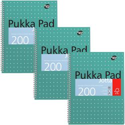 Collegeblok pukka metallic gelinieerd groen 200 pagina's 3 stuks