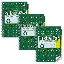 Collegeblok pukka recycled a4 geruit groen 200 pagina's 3 stuks