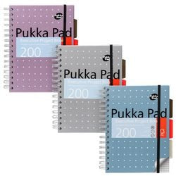 Collegeblok pukka metallic a5 geruit kleurenassortiment 200 pagina's 3 stuks