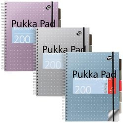 Collegeblok pukka metallic a4 geruit kleurenassortiment 200 pagina's 3 stuks