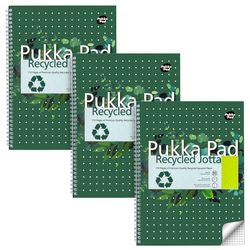 Collegeblok pukka recycled a4 geruit groen 110 pagina's 3 stuks