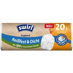 Vuilniszakken swirl scheurvast lekvrij 20 l transparant trekbandsluiting