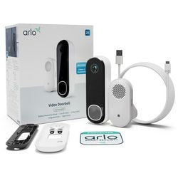 Arlo 2k draadloze video deurbel met camera gong, 1 deubelset, wit