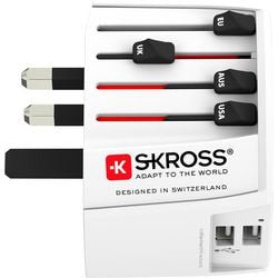 Wereld reisadapter met 2 geintegree usb