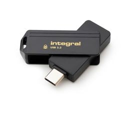 Usb-stick integral 64 gb usb type-c goud, zwart