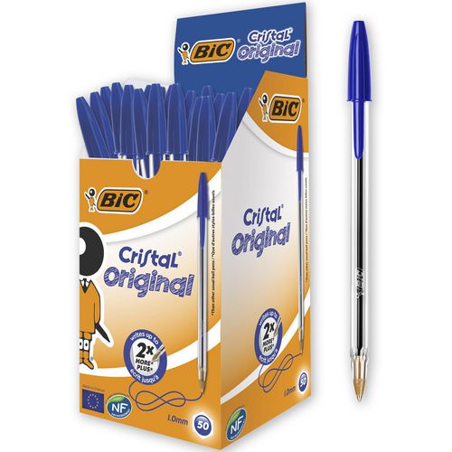 Balpen bic cristal blauw 0,4 mm 50 stuks