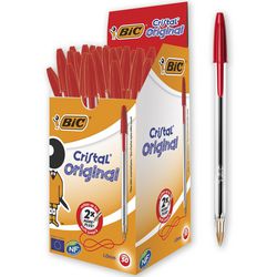 Balpen bic cristal medium 0,4 mm 50 stuks rood