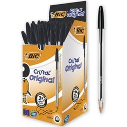 Balpen bic cristal medium 0.4 mm 50 stuks zwart