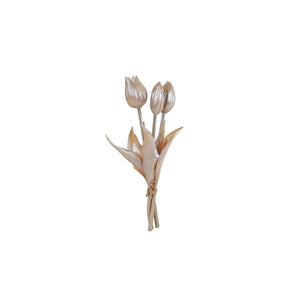 Kunstbloem tulp 3x champagne goud 25cm