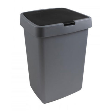 Sunware delta prullenbak 25 liter klepdeksel metallic zwart kunststof 32,3x28,1x45,2cm