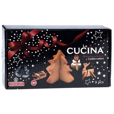 La cucina uitsteekvormenset 3d kerstkoekjes, 8dlg.