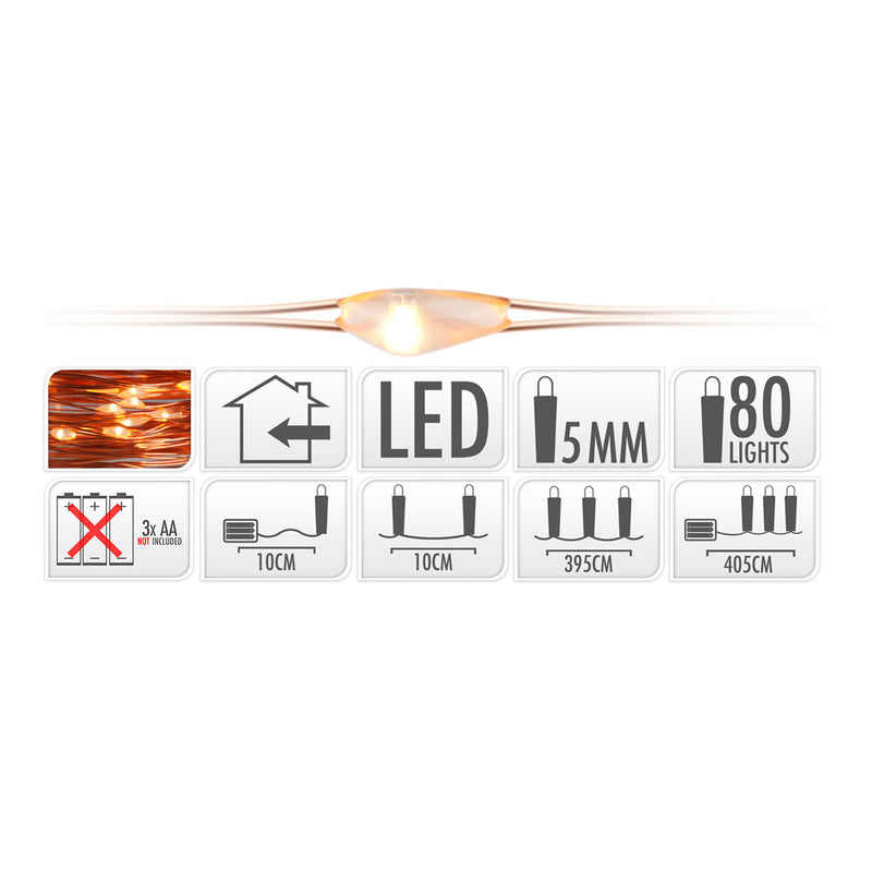 Load image into Gallery viewer, Koperdraad met 80 LED Lampjes
