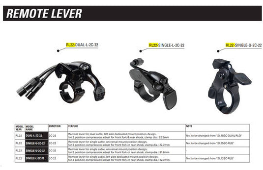 Srsuntour sr suntour - remote lock bediening rl22 single-l-2c-22