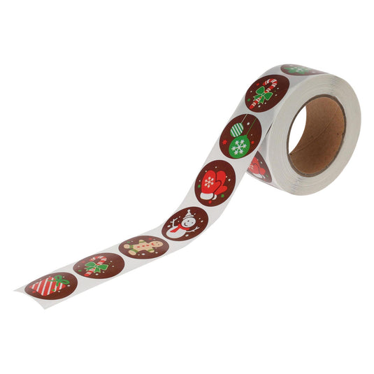 Stickers op rol kerst, 120st.